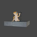 Cartoon Gecko With Large Blue Eyes Performing On Platform Near Microphone