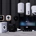 Smart Household Machines Including Washing Machines TV and Speakers Setup