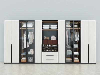 Modern Wardrobe Overall Wardrobe Storage Display Cabinet Cloakroom Wardrobe Clothes Ornaments Leather Bag 3d model