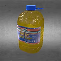Large Yellow Condiment Bottle With Blue Cap And Label On Gray Background 3d model