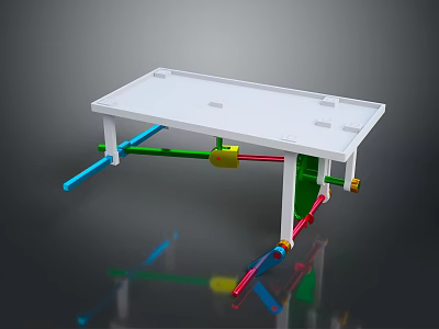 White Tabletop With Colorful Blue Red Green Yellow Legs Toy Like Construction Table 3d model