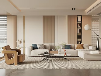 modern living room cream living room 3d model
