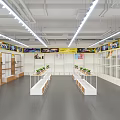Modern Shopping Mall Store Interior Design With Shelves Display Cabinets And Bright Lighting