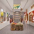 Traditional Tobacco And Liquor Store Interior With Wine Shelves Counter And Red Gold Decor
