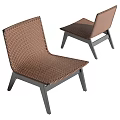 Modern Woven Brown Leisure Chair with Gray Metal Legs and Backrest Design