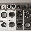 Modern Washing Machines Featuring Various Designs And Color Options On
