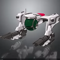 White Four Legged Mechanical Robotic Creature With Green Sphere Core And Red Top Component 3d model
