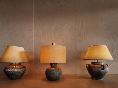 CCD Quiet Ancient Style Table Lamp Pottery Pot Table Lamp 3d model
