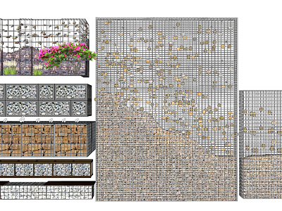 Modern gabion wall gabion landscape wall landscape sketch gabion sketch model