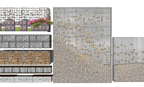 Modern gabion wall gabion landscape wall landscape sketch gabion sketch 3d model