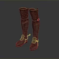 Brown Leather Knee High Boots With Buckle Straps And Perforated Design For Daily Wear