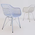 Modern Leisure Chairs With Woven Mesh Design And Metal Frame Legs In Light Blue White