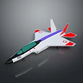 White Fighter Jet Model with Red Purple Stripes Transparent Canopy and Number 001
