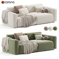 Modern Cozy Sofa Designs With Beige And Green Upholstery Pillows Throw Blanket And Decorative Balls