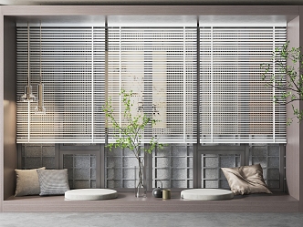 New Chinese-style Venetian Blinds Bay Window Blinds 3d model