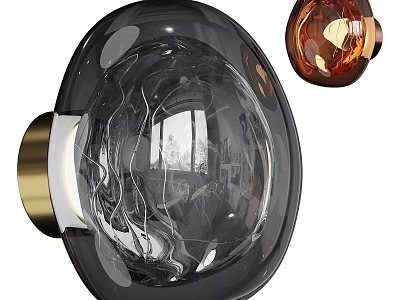 Modern Wall Lamps With Transparent And Amber Glass Shades And Gold Bases 3d model