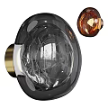 Modern Wall Lamps With Transparent And Amber Glass Shades And Gold Bases