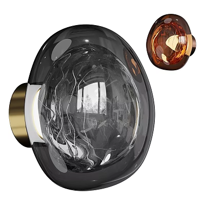 Modern Wall Lamps With Transparent And Amber Glass Shades And Gold Bases 3d model