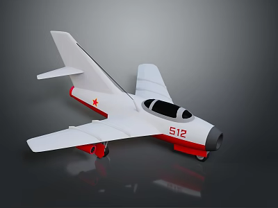 White And Red Model Airplane With Red Star Logo And Number 512 Design 3d model