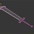 Ornate Fantasy Sword With Intricate Purple Blue Patterns And Decorative Hilt Design