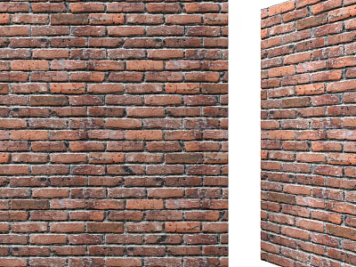 Textured Red Brick Wall With Corner View For Interior Decorative Background 3d model