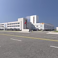 Large Scale Industrial Factory Exterior With White Facade And Spacious Parking Area