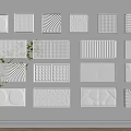 Decorative Glass Partitions With Different Textured Patterns For Interior Design 3d model
