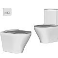 White Toilets Featuring Two Different Designs Tankless And With Tank And Button Panel 3d model