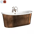 Elegant Copper Bathtub Featuring Vintage Texture White Top Rivets and Copper Faucet
