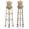Tall Industrial Water Towers With Metal Support Structures For Industrial Use