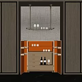 Modern Built in Wine Cabinet With Wooden Interior Shelves And Warm Lighting