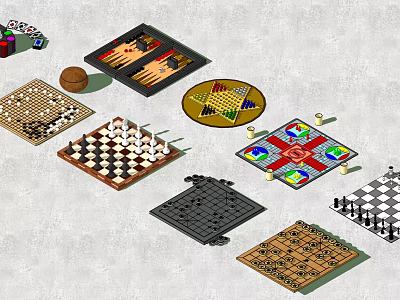 Modern Chess Gobang Go Checkers 3d model