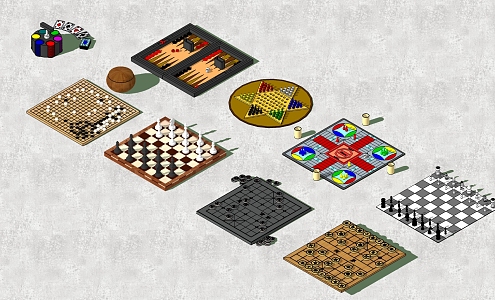 Modern Chess Gobang Go Checkers 3d model