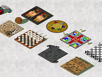 Modern Chess Gobang Go Checkers 3d model
