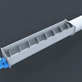 Industrial Screw Conveyor With White Cylindrical Body And Blue Motor For Material Handling