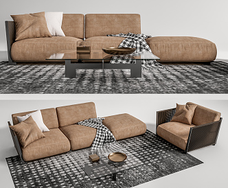 Modern Sofa Coffee Table Combination Double Sofa 3d model