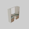 Modern Bathroom Vanity Cabinet With Wooden Cabinetry Green Marble Countertop Sink And Mirror