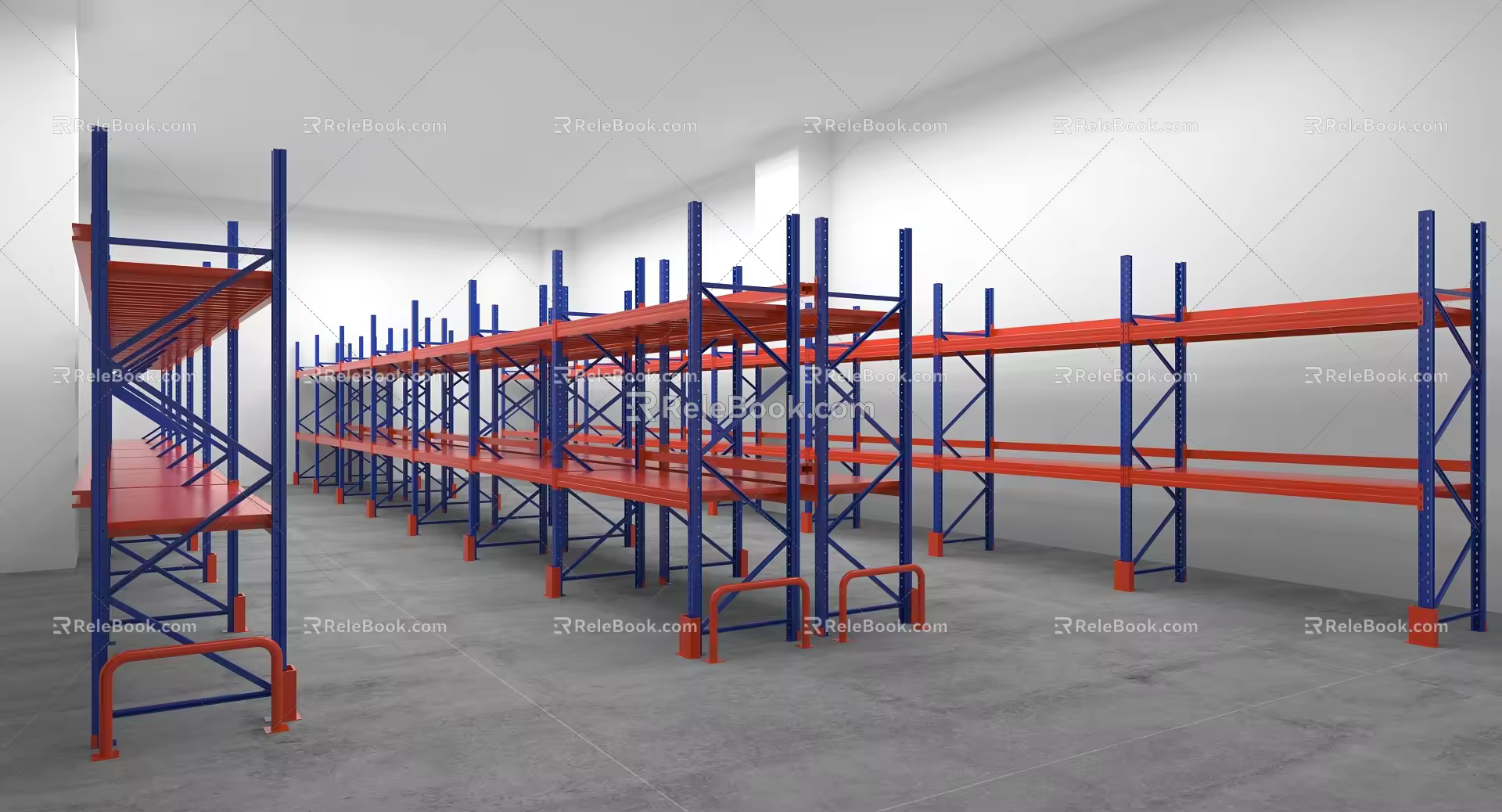 shelf storage shelf long shelf 3d model