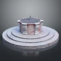 Classical Stone Fountain With Circular Base And Multi Tiered Steps Design 3d model
