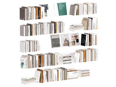 Books And Magazines Stacked Collection With Various Types And Different Sizes 3d model