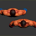 Muscular Men in Red Orange Outfits With Boxing Gloves 3D Model Displaying Fighting Stance
