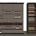 Modern Wine Cabinet With Glass Doors And Layered Shelves For Wine Bottles And Glasses