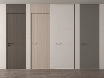 Modern Hinged Doors in Various Colors and Wood Textures for Home Interior Design 3d model