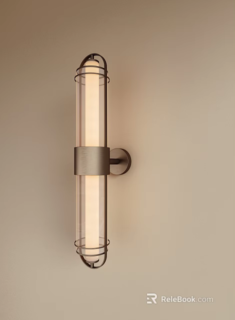 Modern Wall Sconce With Metal Frame And Glass Shade For Interior Lighting 3d model 