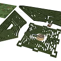 Green Lawn Maze Playground Equipment with Geometric Shapes and Path Designs