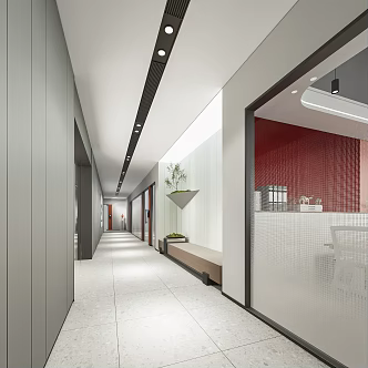 modern aisle office aisle 3d model