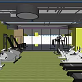 Modern Gym Interior With Various Fitness Equipment And Workout Machines