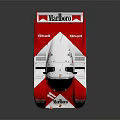 Red and White Race Car with Marlboro Shell Logos Number 11 and Large Rear Wing