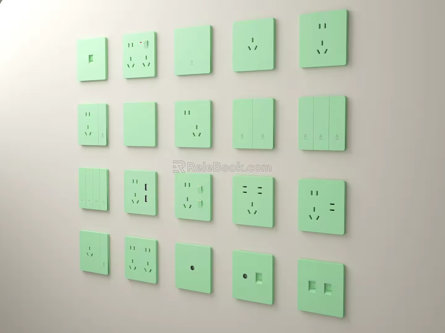 Modern switch socket panel combination air conditioner switch intelligent switch 3d model