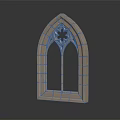 Elegant Light Colored Pointed Arched Window Frame Furniture With Carved Star And Symmetrical Design